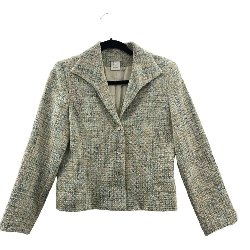 Austin Reed Womens Suit Jacket Blazer Multicolor Cotton Blend Plaid Career USA 4